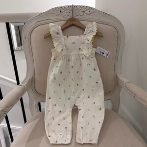 🍋 12 Mth Carter's Ivory~Cream Floral Ruffle 100 % Cotton Lemon Print Romper